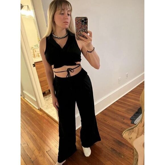 NWT FREE PEOPLE FP BEACH Sz S SUNDAY FUNDAY ONE PIECE JUMPSUIT BLACK - Picture 2 of 3